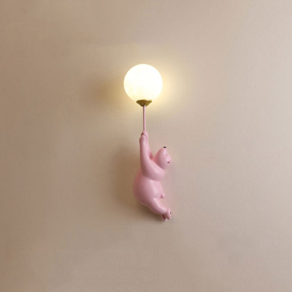 Bear with Balloon LED Wall Light for Kids Rooms, Resin