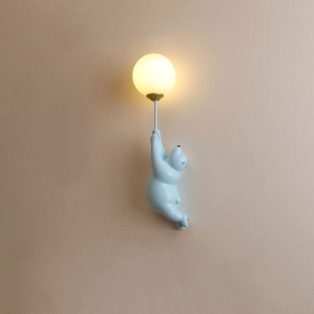 Bear with Balloon LED Wall Light for Kids Rooms, Resin
