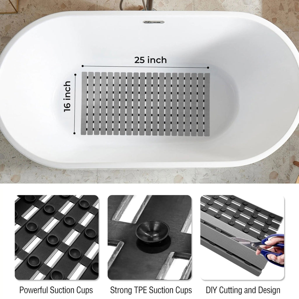Non-Slip Bath Mat 40x63cm with Suction Cups and Drainage Holes
