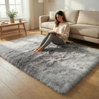 Ombre Shaggy Plush Rug, 4 cm Pile, Non-Slip Felt Backing