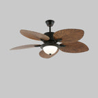 Tropical Ceiling Fan with Light and Wood-Effect Blades, Remote