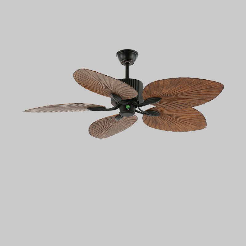 Tropical Ceiling Fan with Light and Wood-Effect Blades, Remote