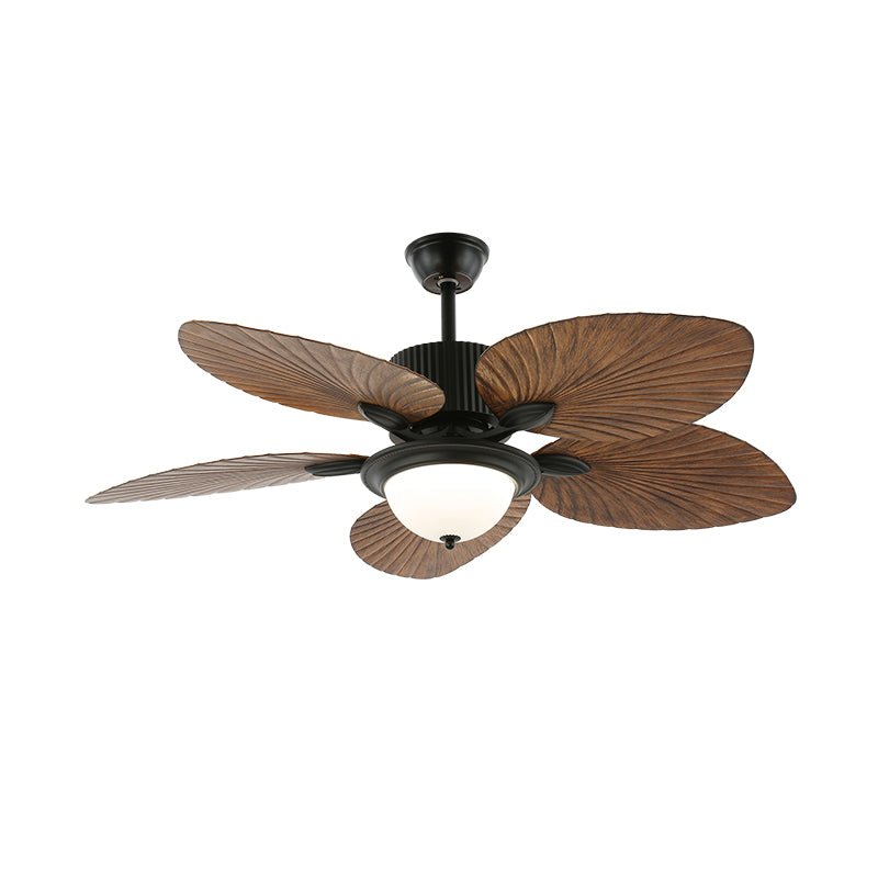 Tropical Ceiling Fan with Light and Wood-Effect Blades, Remote