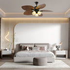 Tropical Ceiling Fan with Light and Wood-Effect Blades, Remote