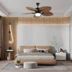 Tropical Ceiling Fan with Light and Wood-Effect Blades, Remote
