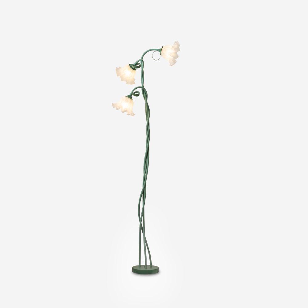 Flower Floor Lamp 170 cm, Green Metal with White Acrylic Shades