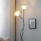 Flower Floor Lamp 170 cm, Green Metal with White Acrylic Shades