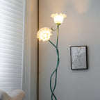 Flower Floor Lamp 170 cm, Green Metal with White Acrylic Shades
