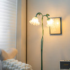 Flower Floor Lamp 170 cm, Green Metal with White Acrylic Shades