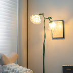 Flower Floor Lamp 170 cm, Green Metal with White Acrylic Shades