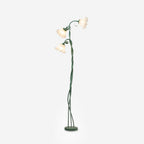 Flower Floor Lamp 170 cm, Green Metal with White Acrylic Shades