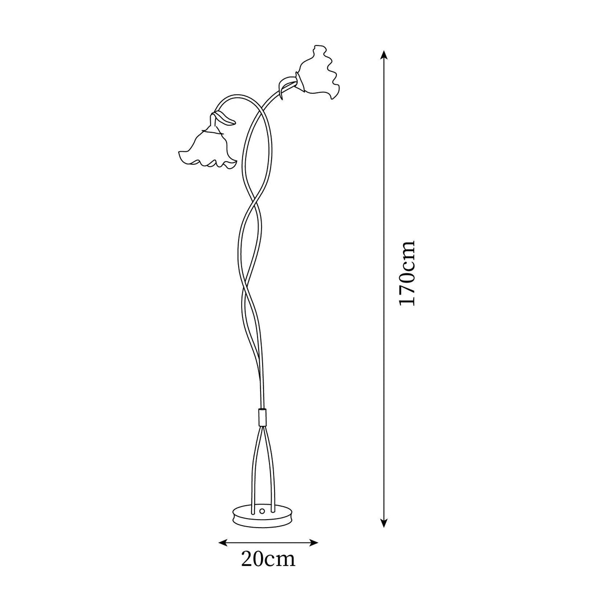 Flower Floor Lamp 170 cm, Green Metal with White Acrylic Shades