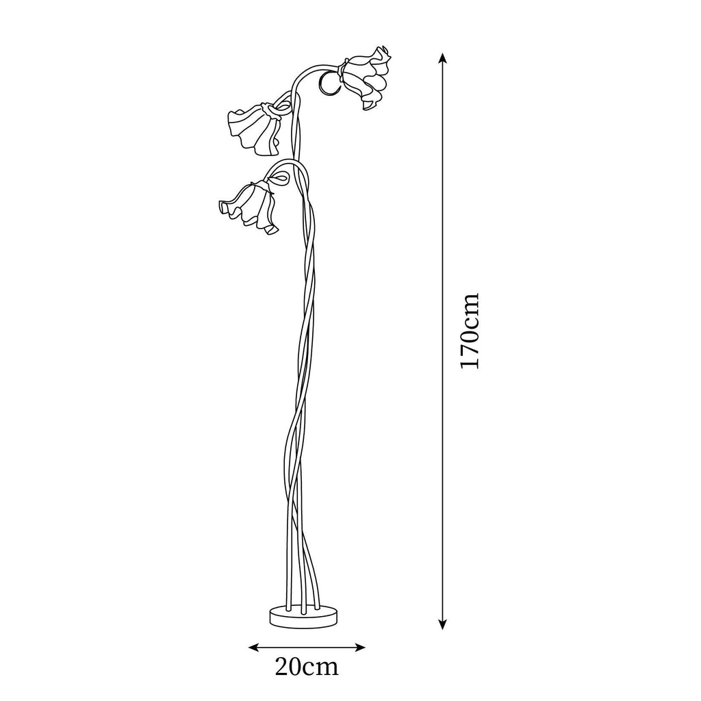 Flower Floor Lamp 170 cm, Green Metal with White Acrylic Shades