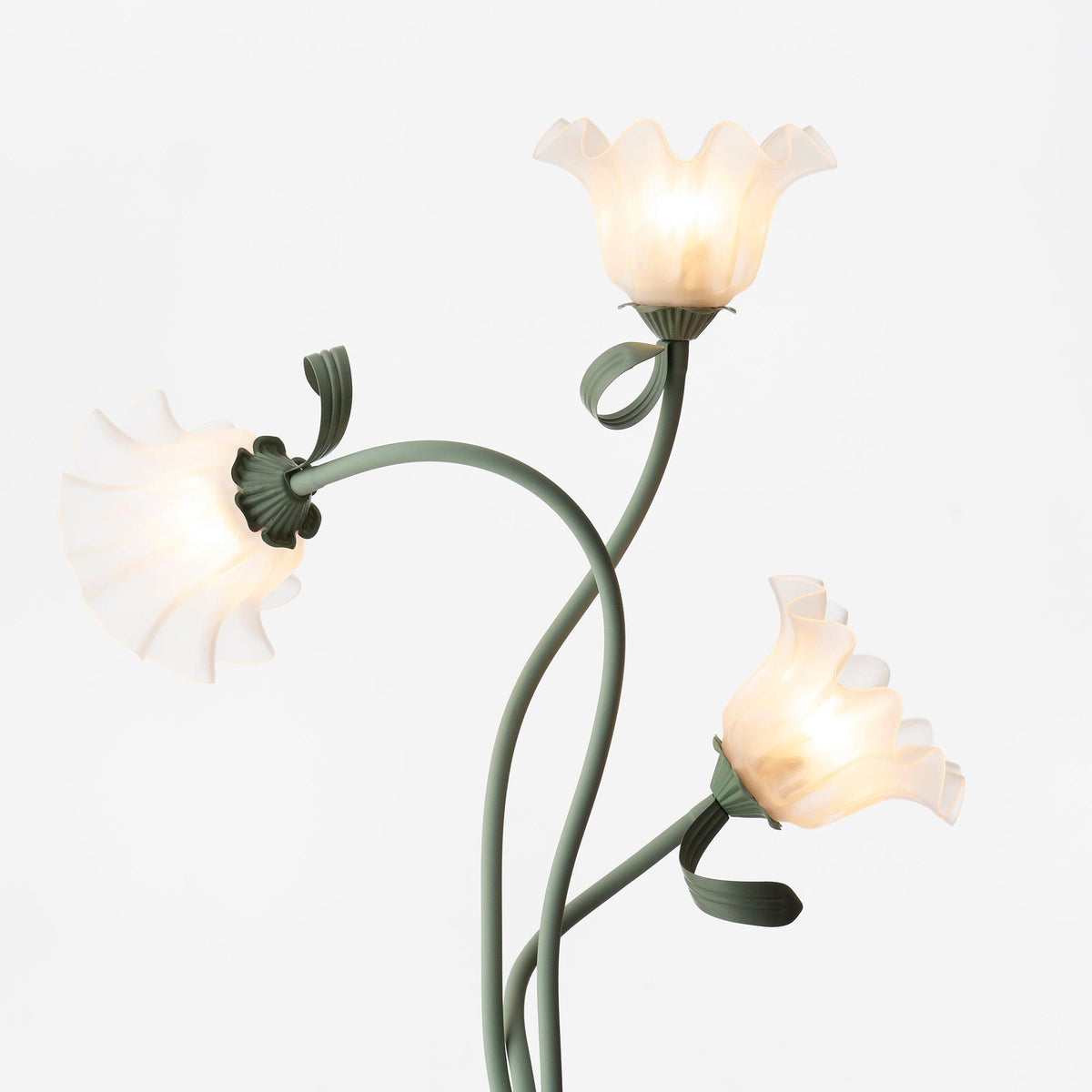 Flower Floor Lamp 170 cm, Green Metal with White Acrylic Shades