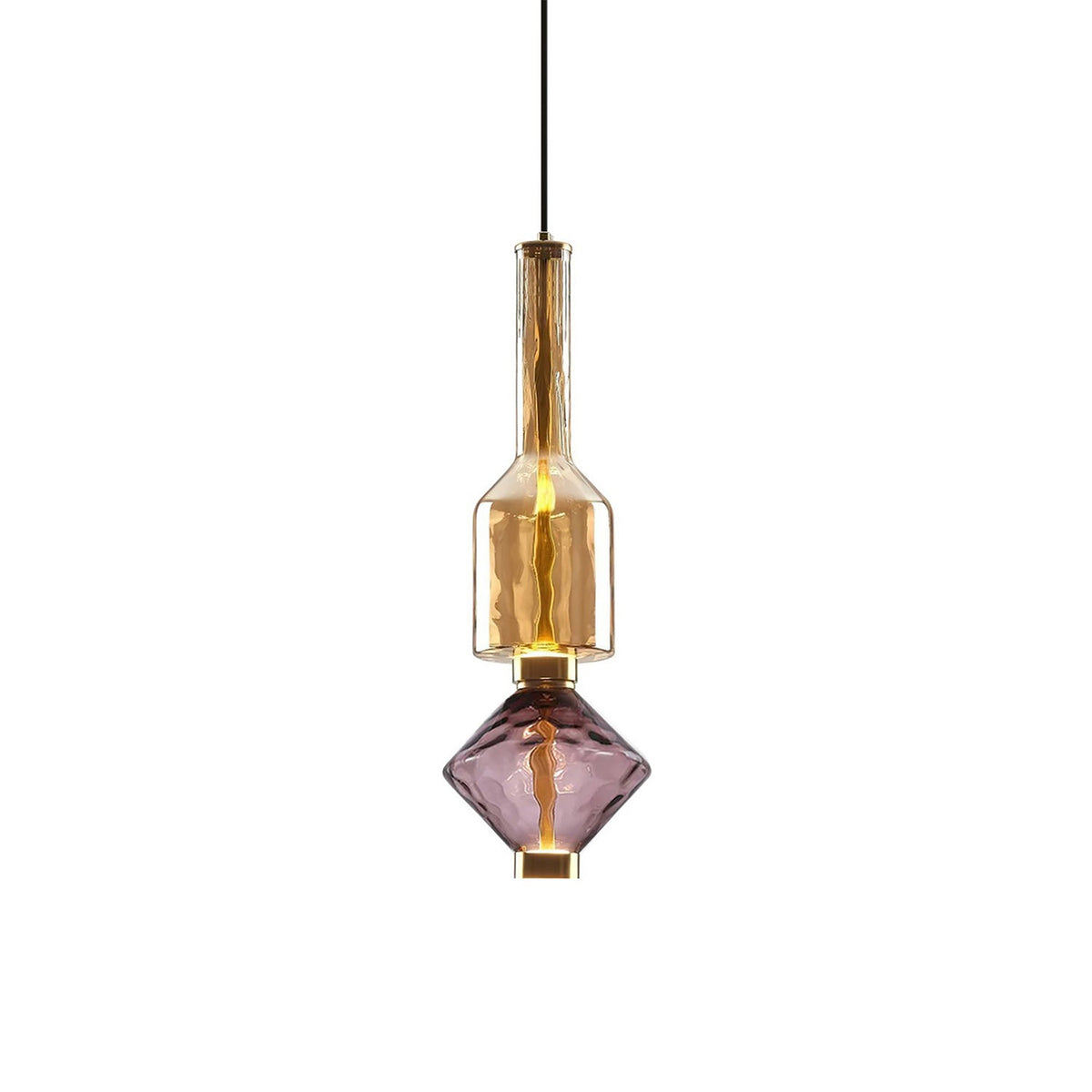 Coloured Glass Globe Pendant Light with Copper Finish, LED