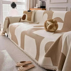 Soft Chenille Throw with Checked Texture for Sofa and Bed