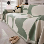 Soft Chenille Throw with Checked Texture for Sofa and Bed