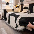 Soft Chenille Throw with Checked Texture for Sofa and Bed