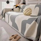 Soft Chenille Throw with Checked Texture for Sofa and Bed