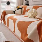 Soft Chenille Throw with Checked Texture for Sofa and Bed