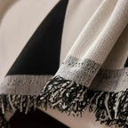 Soft Chenille Throw with Checked Texture for Sofa and Bed