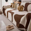 Soft Chenille Throw with Checked Texture for Sofa and Bed