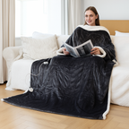 Heated Wearable Blanket with Sleeves and Foot Pocket