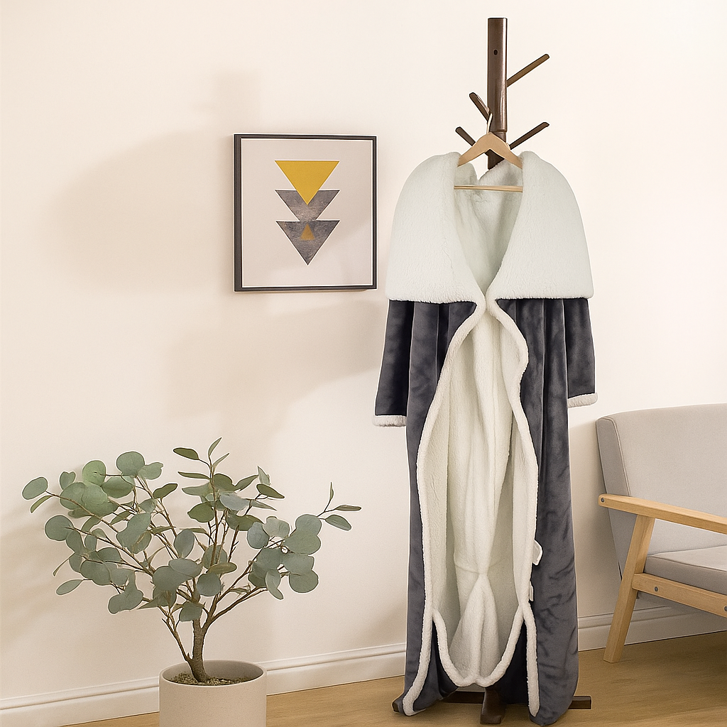 Heated Wearable Blanket with Sleeves and Foot Pocket