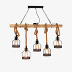 Hemp Rope Cage Pendant Light, Industrial, 3, 5 or 8 Lights