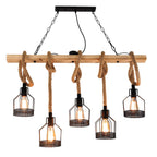 Hemp Rope Cage Pendant Light, Industrial, 3, 5 or 8 Lights