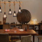 Hemp Rope Cage Pendant Light, Industrial, 3, 5 or 8 Lights