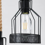 Hemp Rope Cage Pendant Light, Industrial, 3, 5 or 8 Lights