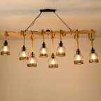 Hemp Rope Cage Pendant Light, Industrial, 3, 5 or 8 Lights