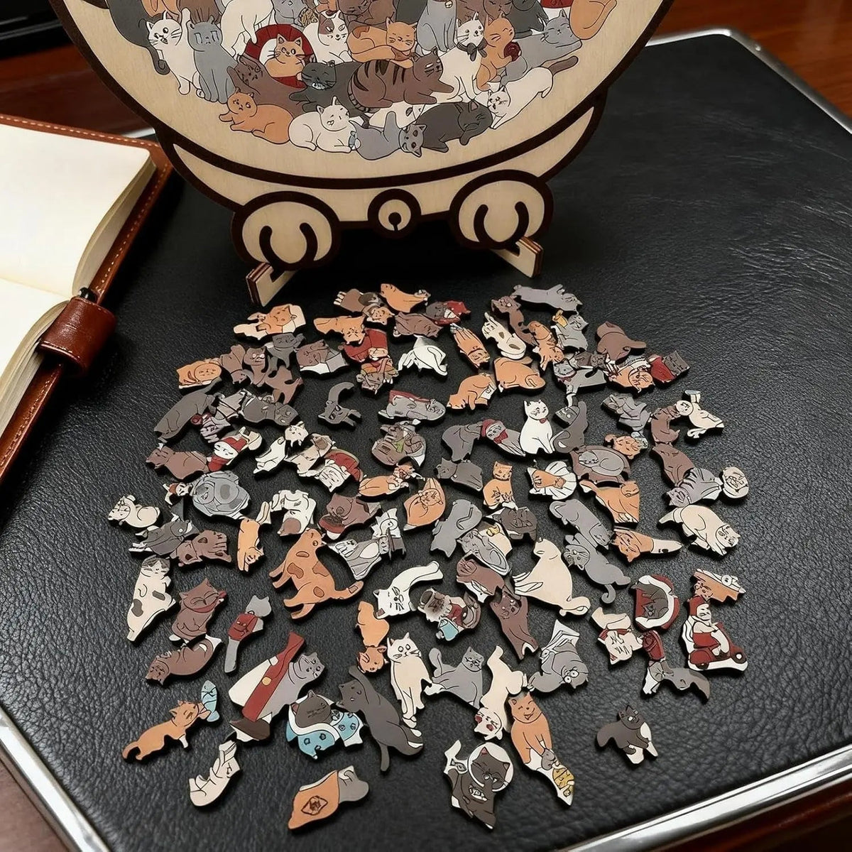 Wooden Cat Jigsaw Puzzle, 135 Pieces, Pastel Tones