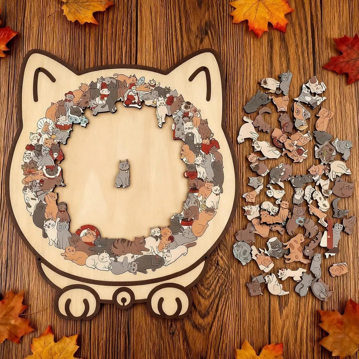 Wooden Cat Jigsaw Puzzle, 135 Pieces, Pastel Tones