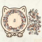 Wooden Cat Jigsaw Puzzle, 135 Pieces, Pastel Tones