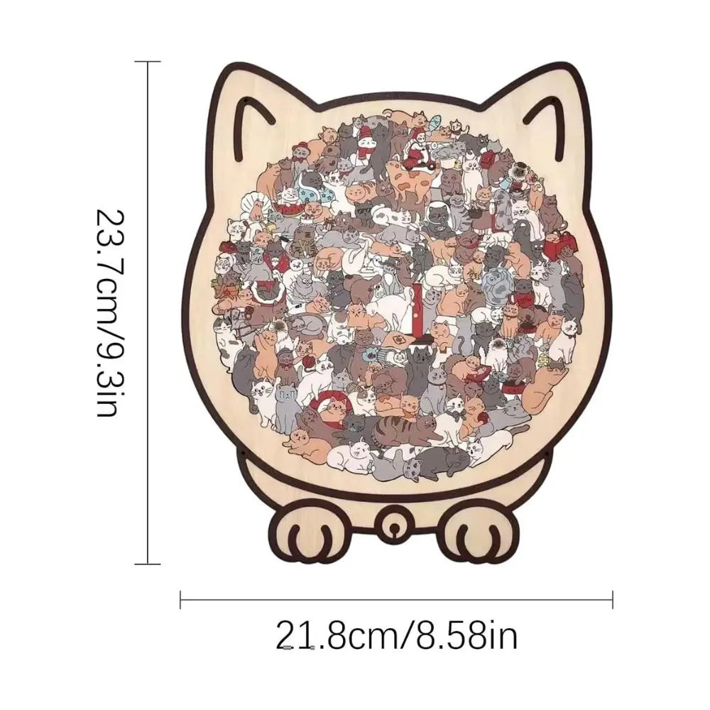 Wooden Cat Jigsaw Puzzle, 135 Pieces, Pastel Tones