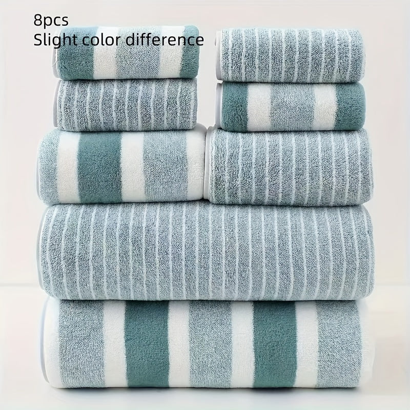 Coral Fleece Bath Towel Set of 8, Quick-Dry 280 gsm
