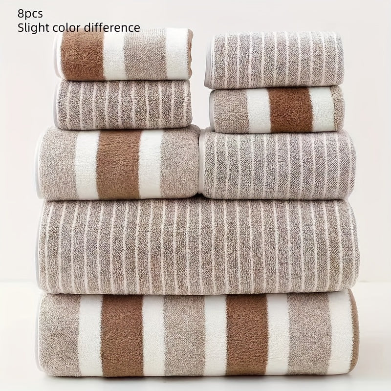 Coral Fleece Bath Towel Set of 8, Quick-Dry 280 gsm