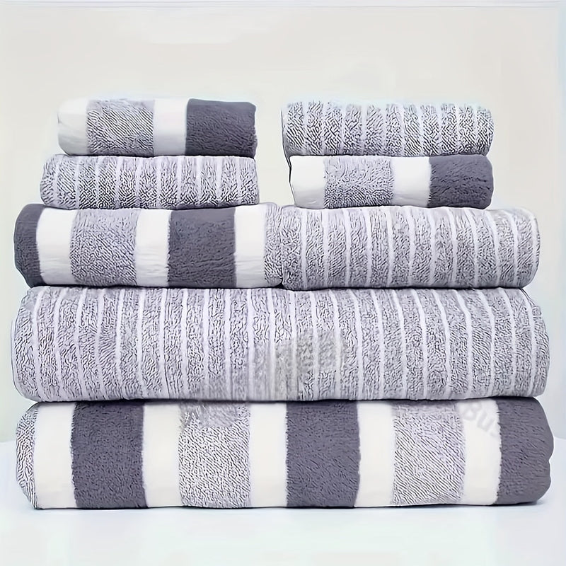 Coral Fleece Bath Towel Set of 8, Quick-Dry 280 gsm
