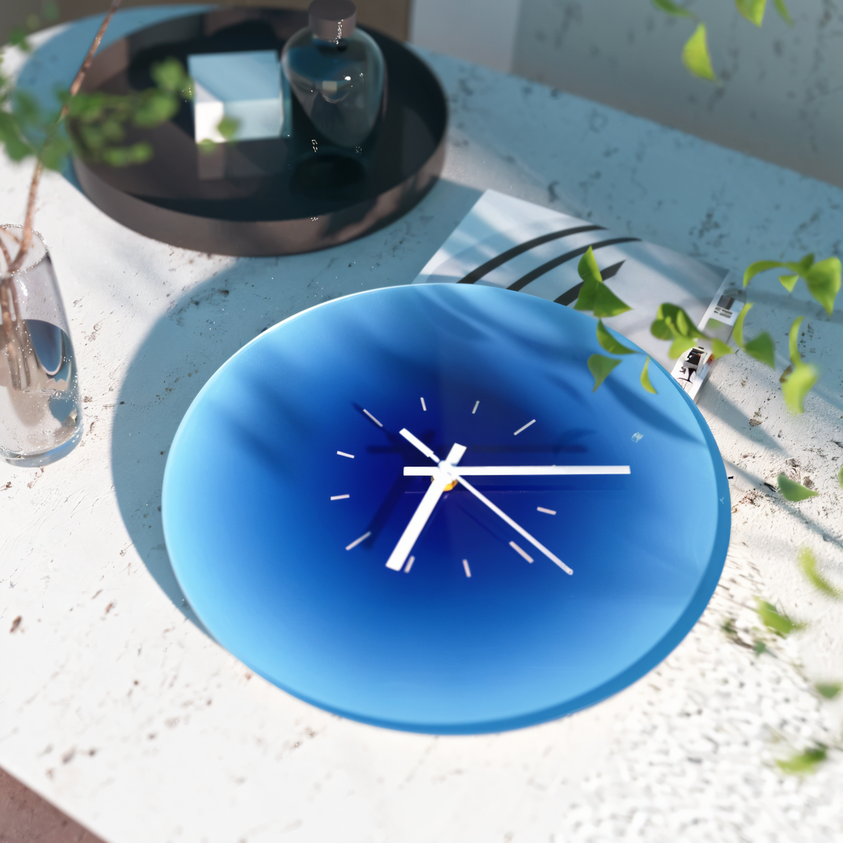Silent Glass Wall Clock with Gradient Design, 30 cm