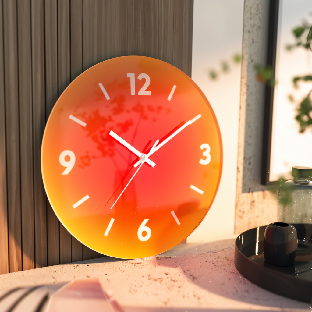 Silent Glass Wall Clock with Gradient Design, 30 cm