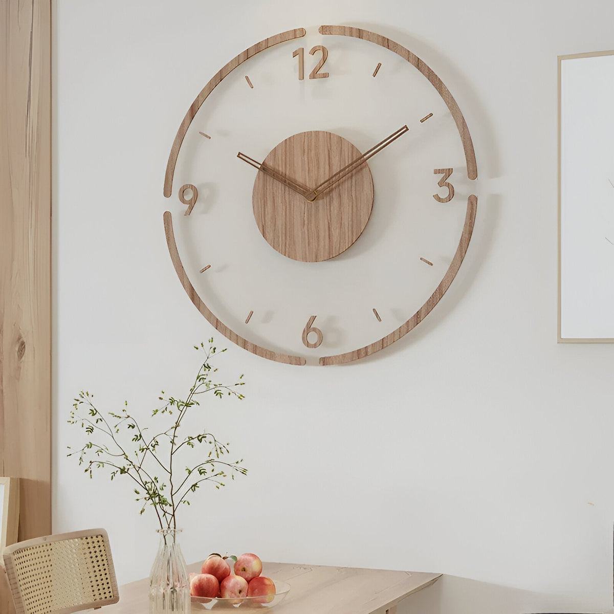 Minimalist Wood and Acrylic Wall Clock, Silent Movement