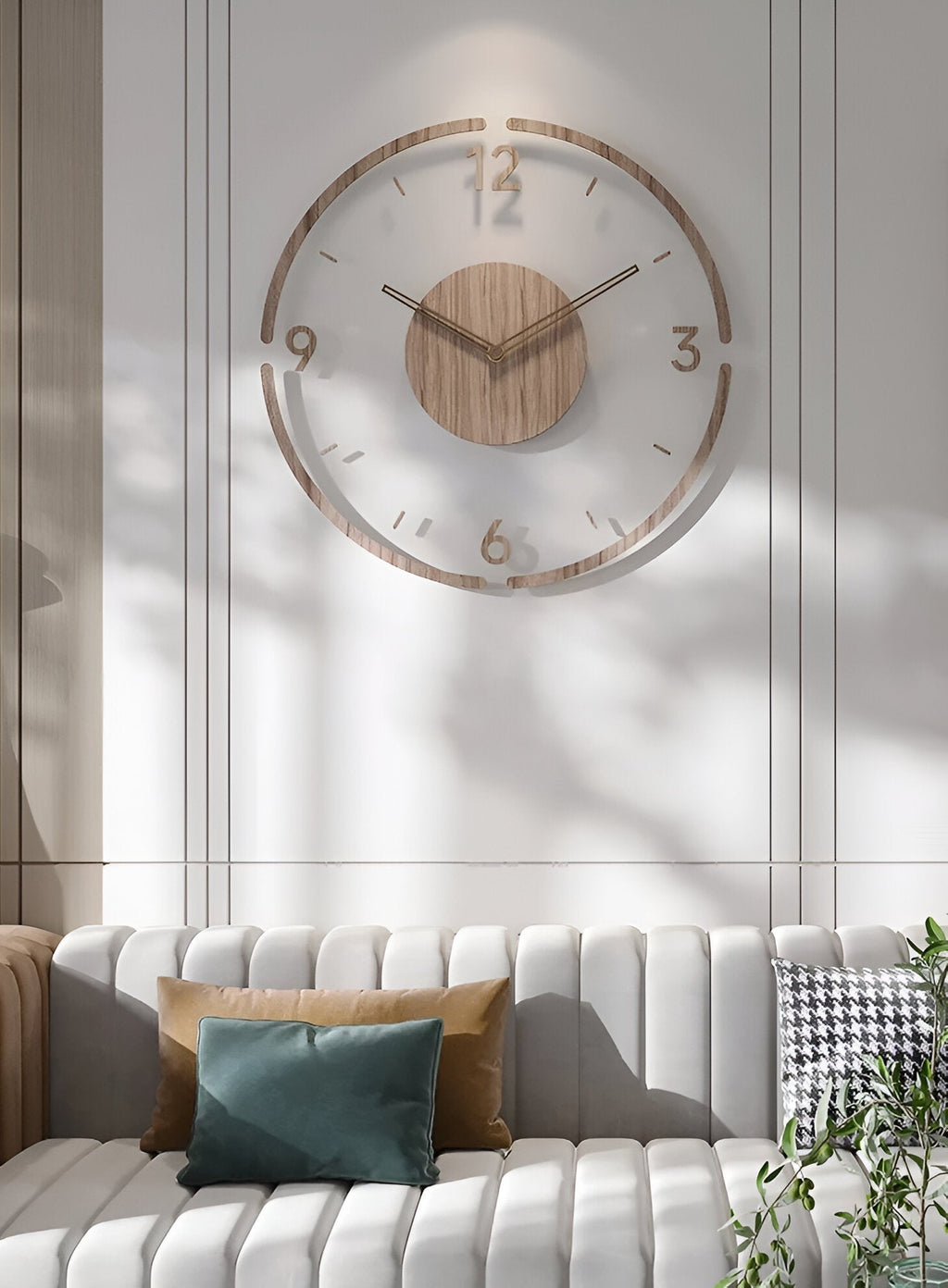 Minimalist Wood and Acrylic Wall Clock, Silent Movement