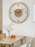Minimalist Wood and Acrylic Wall Clock, Silent Movement