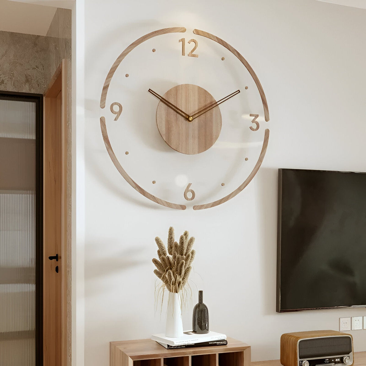 Minimalist Wood and Acrylic Wall Clock, Silent Movement