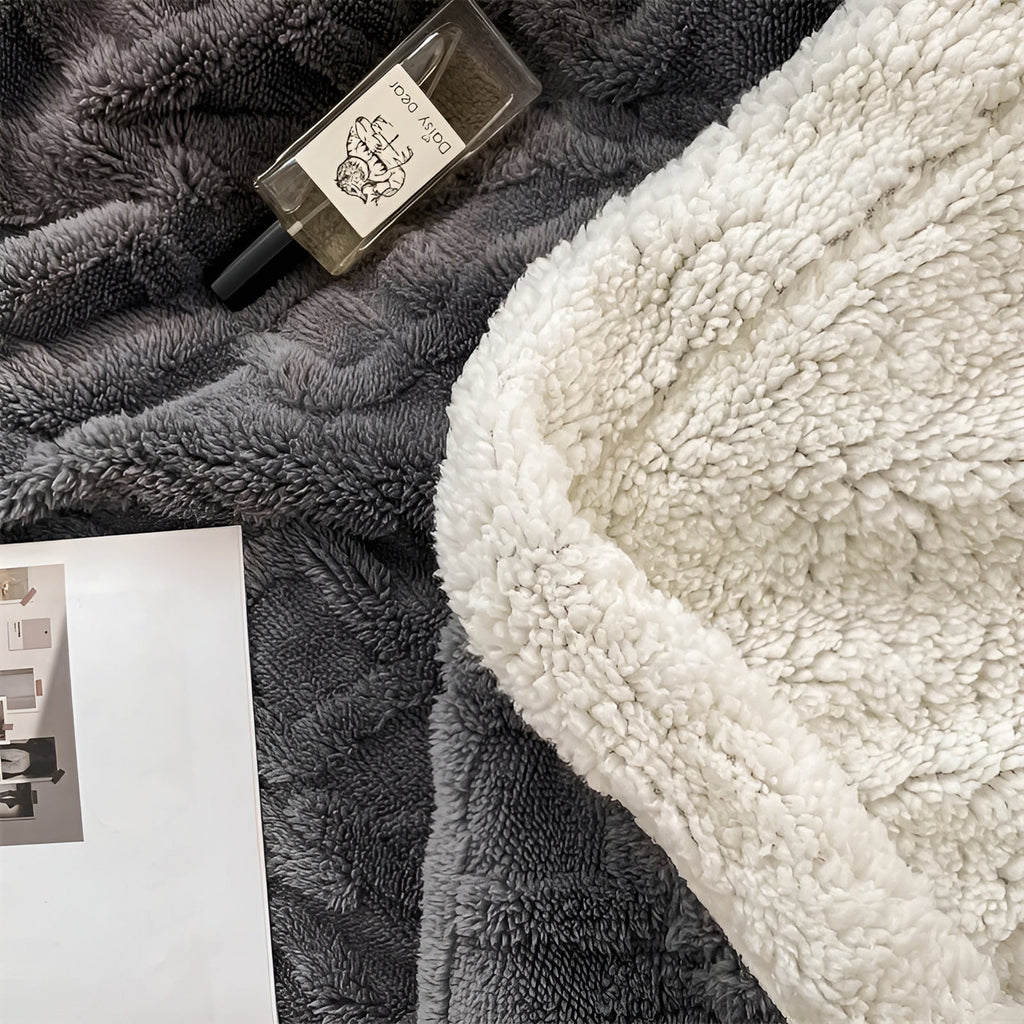 Reversible Sherpa Fleece Throw, Soft Polyester, 3 Sizes