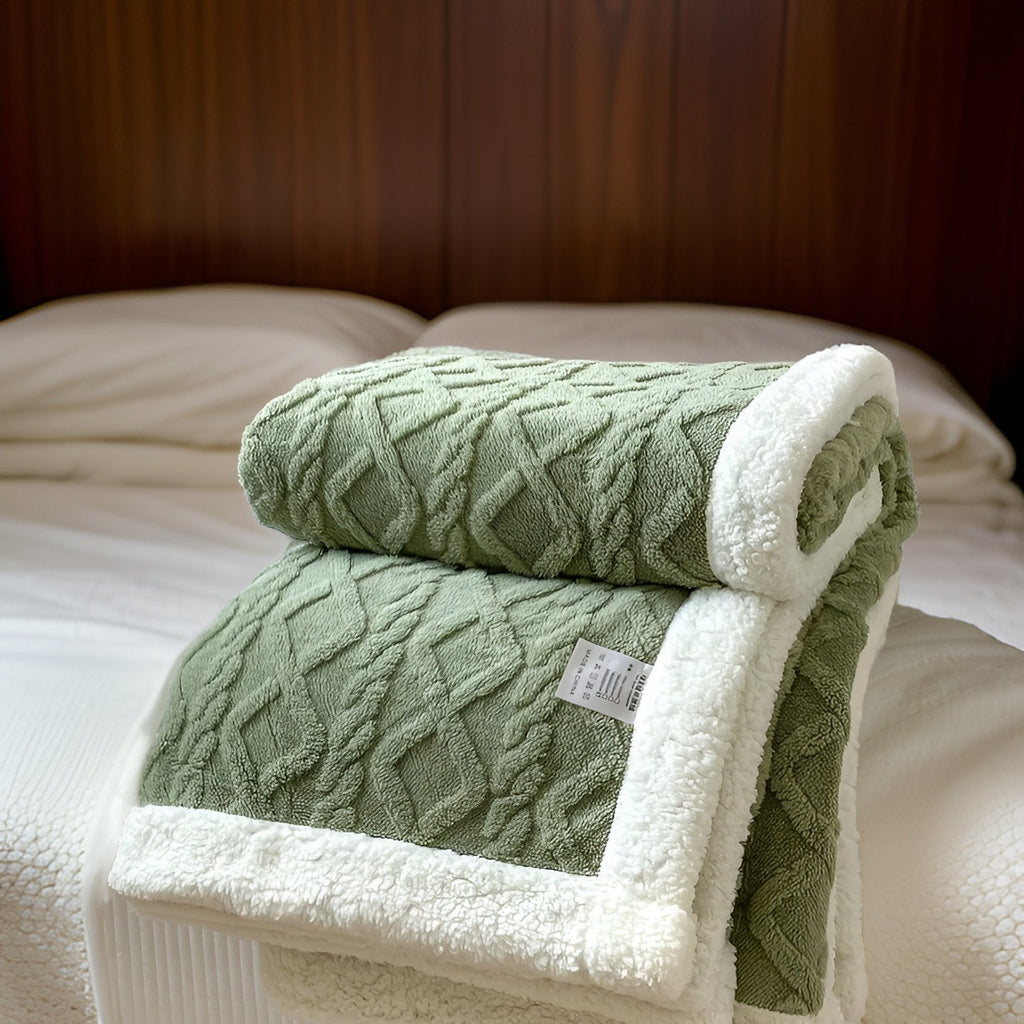 Reversible Sherpa Fleece Throw, Soft Polyester, 3 Sizes
