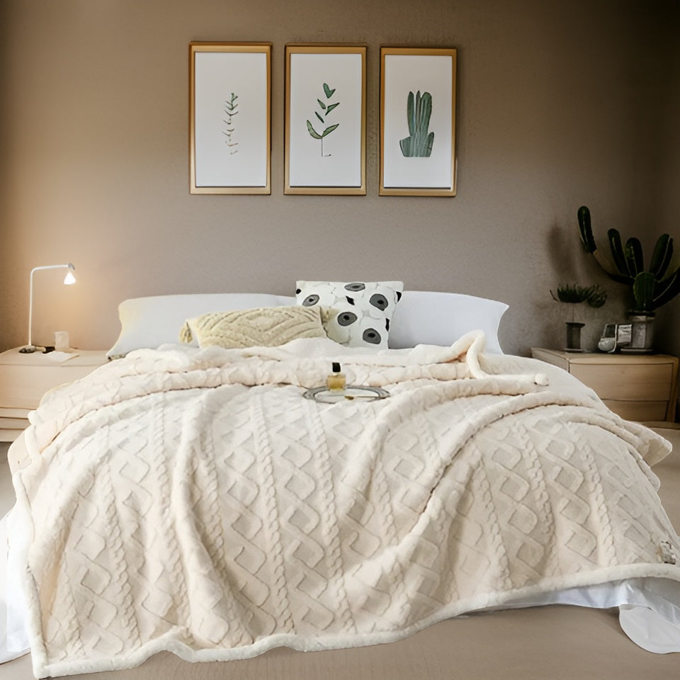 Reversible Sherpa Fleece Throw, Soft Polyester, 3 Sizes