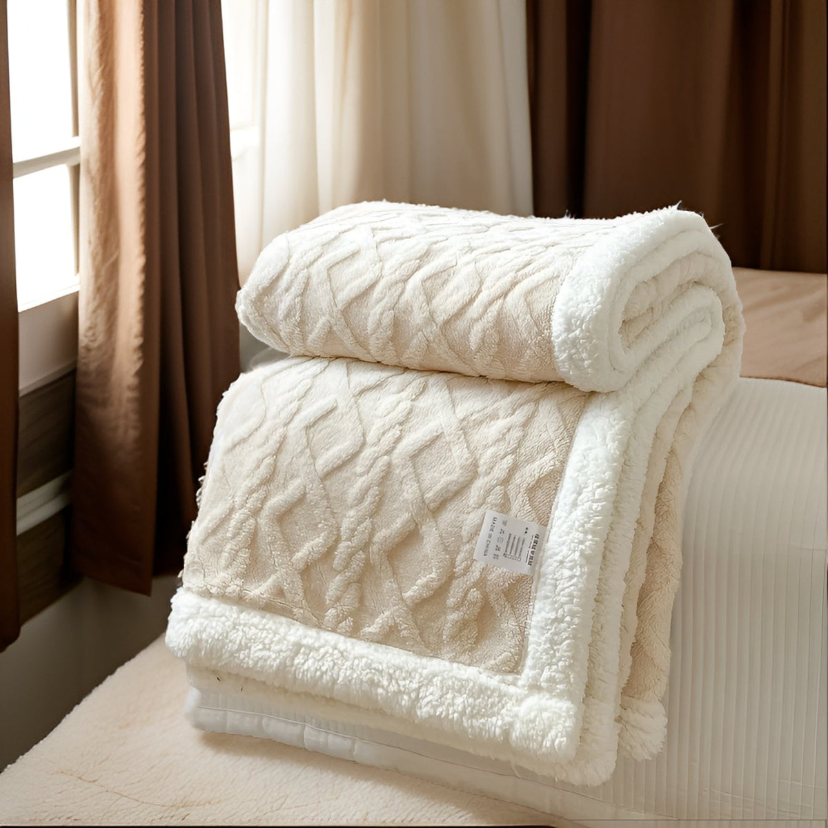Reversible Sherpa Fleece Throw, Soft Polyester, 3 Sizes